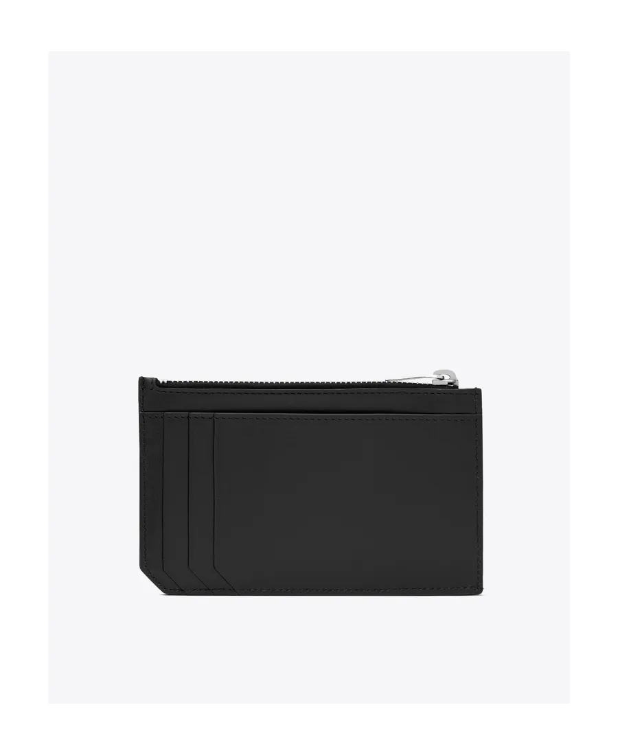 Saint Laurent Paris Fragments Large Zip Card Case In Smooth Leather
