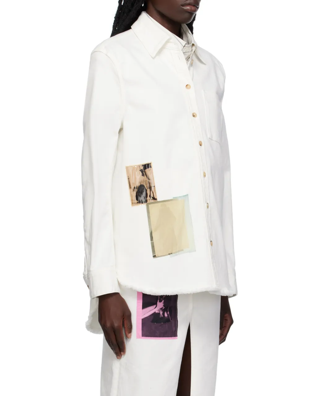 Lanvin Patch Detailed Buttoned Denim Shirt