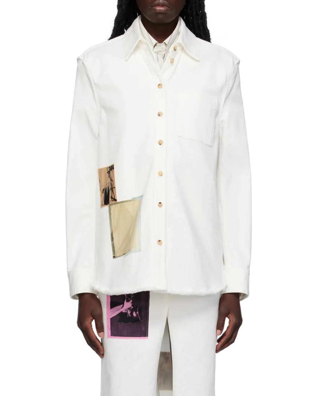 Lanvin Patch Detailed Buttoned Denim Shirt