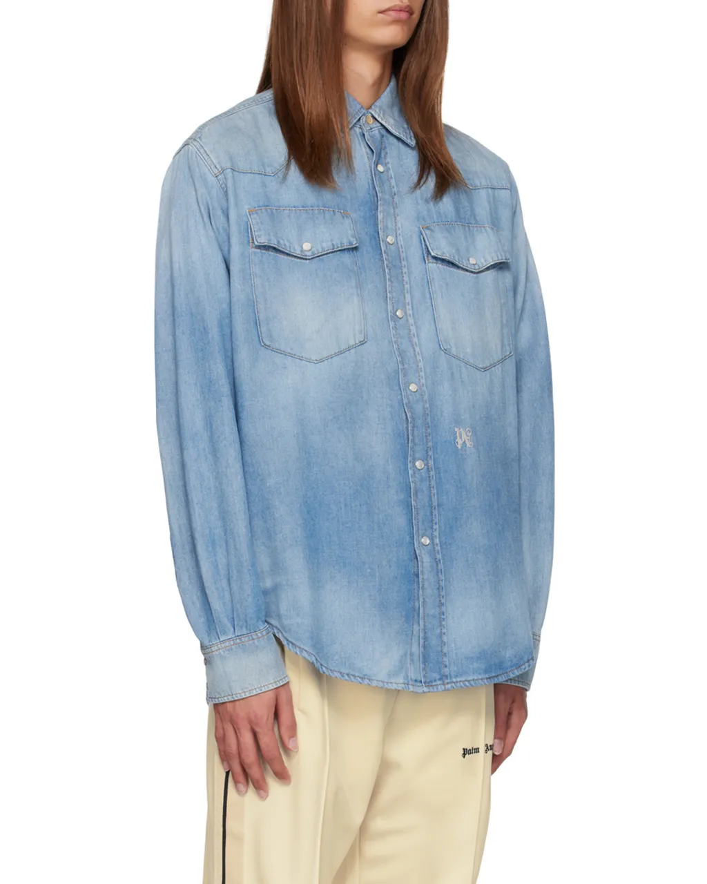 Palm Angels Pa Monogram Denim Shirt