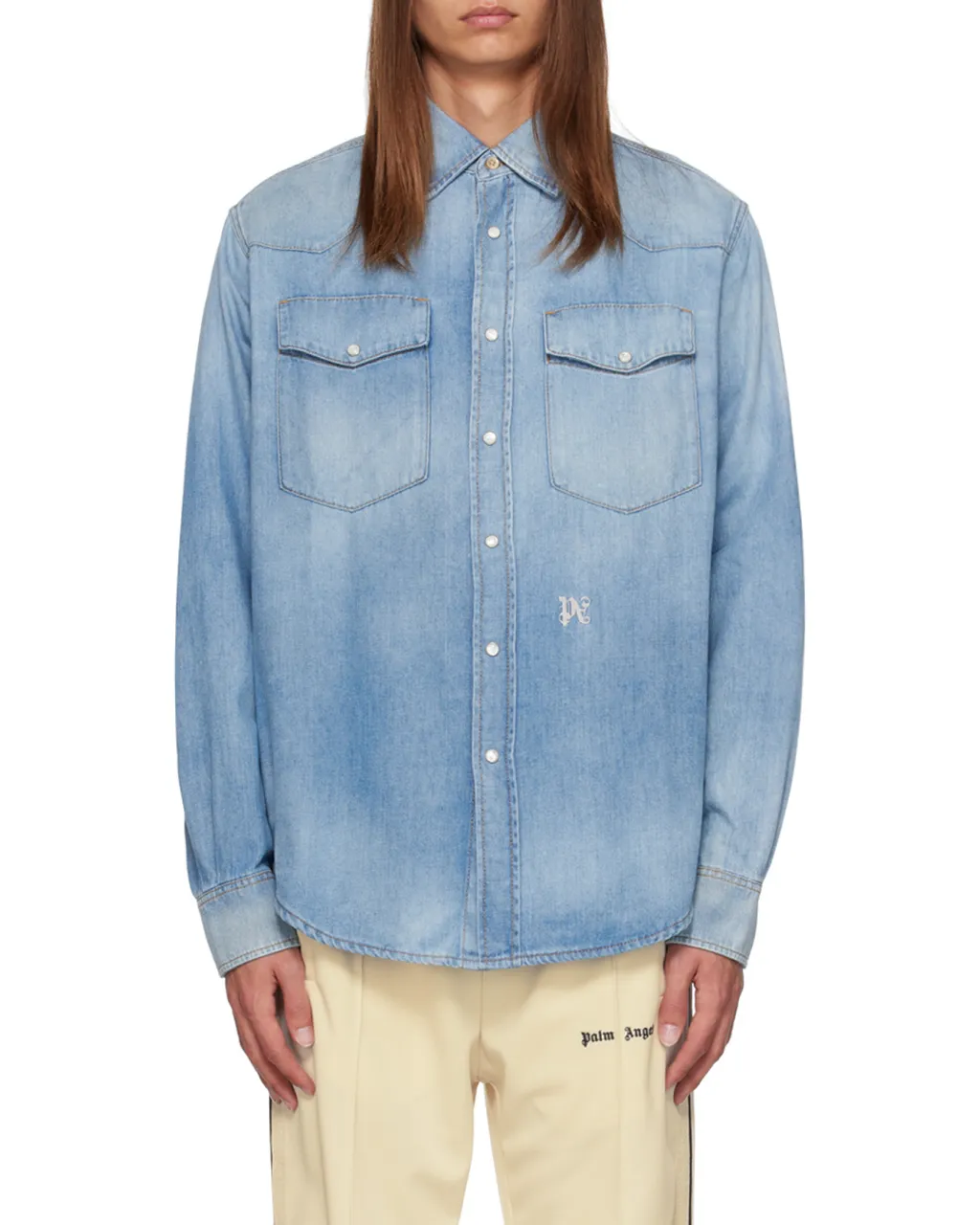 Palm Angels Pa Monogram Denim Shirt