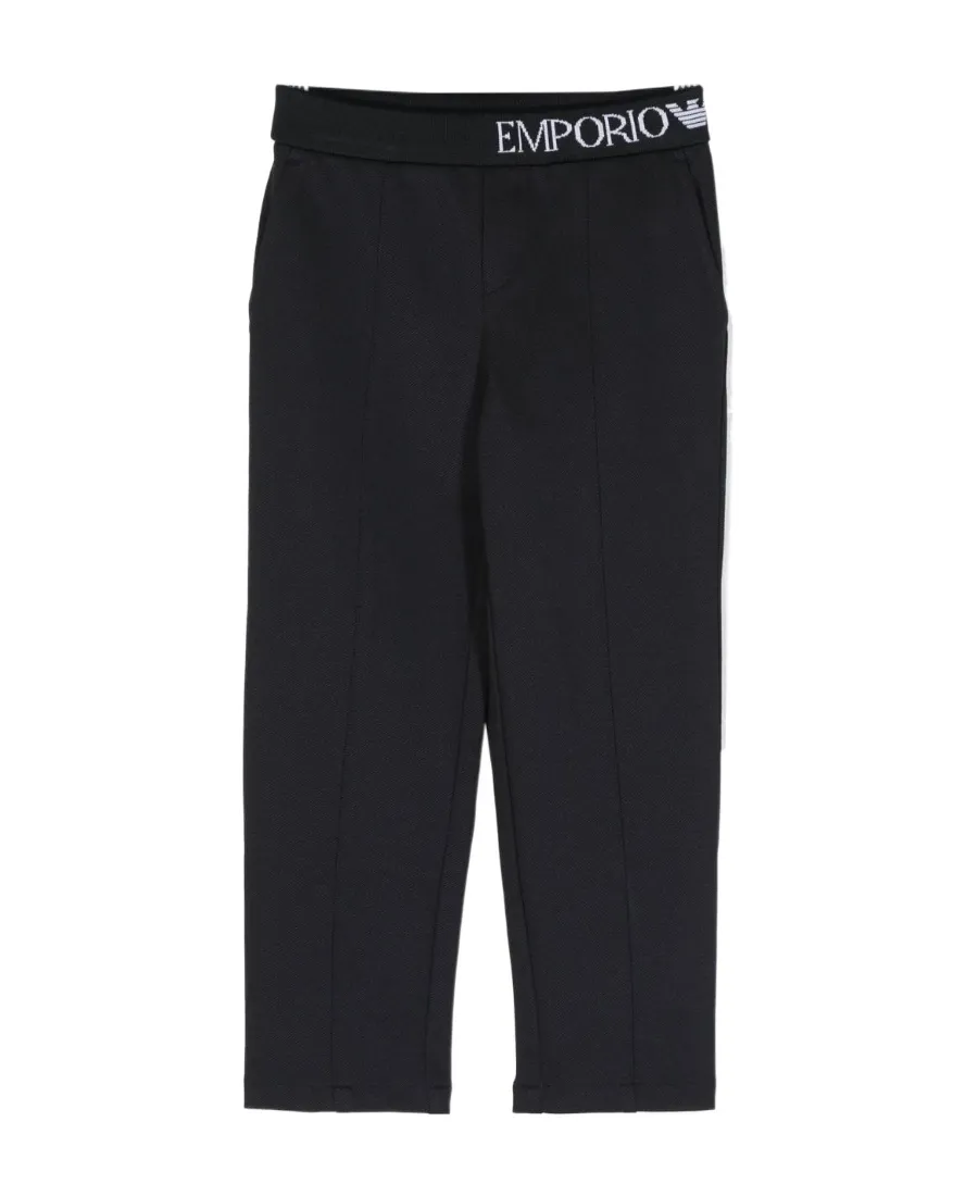 Logo-Waistband Twill Straight-Leg Trousers
