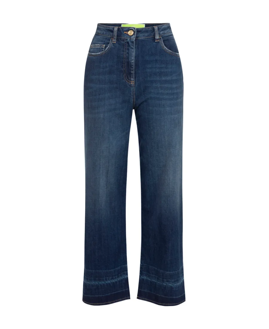 Elisabetta Franchi Logo Patch Wide Leg Jeans
