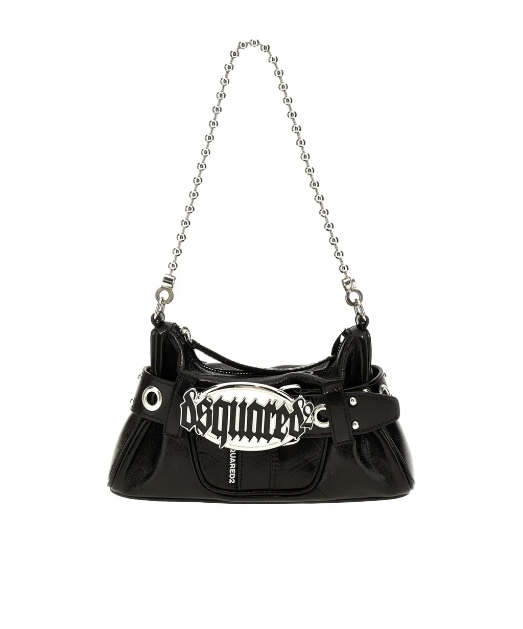 Dsquared2 Gothic Logo Plaque Belted Shoulder Bag
