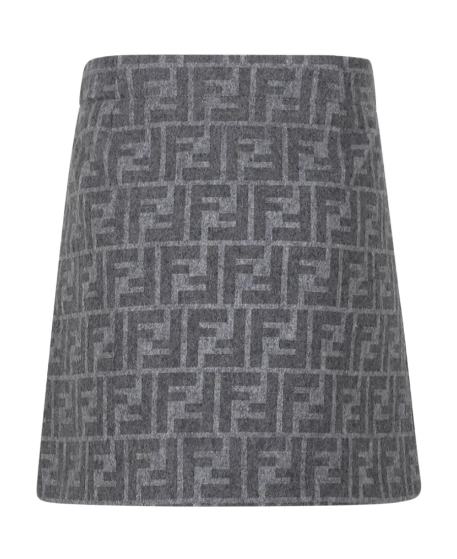 Fendi Kids Allover Ff Logo Flannel Skirt