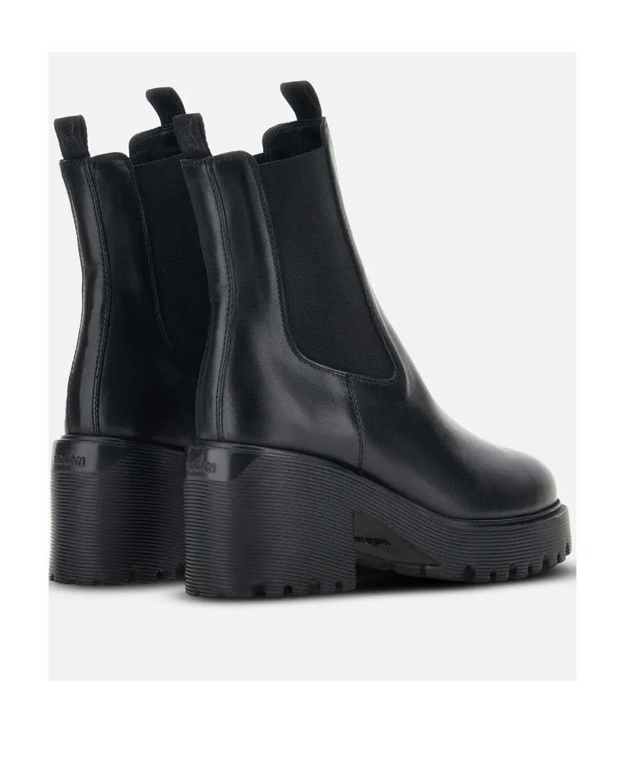 Hogan Round-Toe Slip-On Ankle Boots