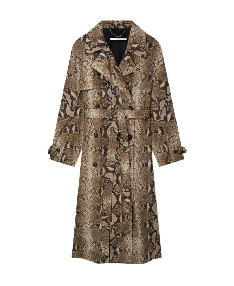 Stella Mccartney Graphic Printed Double Breasted Belted Trench Coat