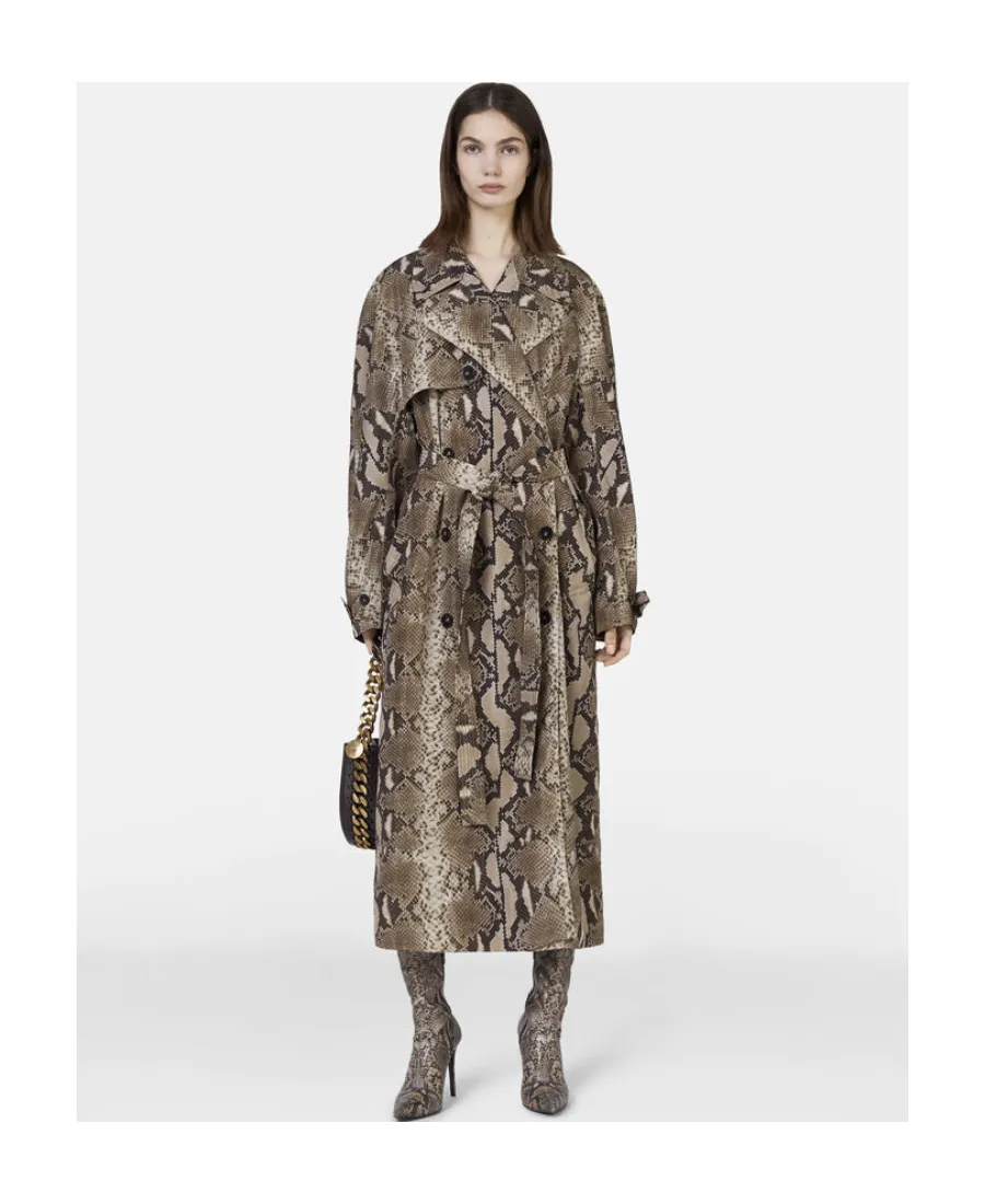 Stella Mccartney Graphic Printed Double Breasted Belted Trench Coat