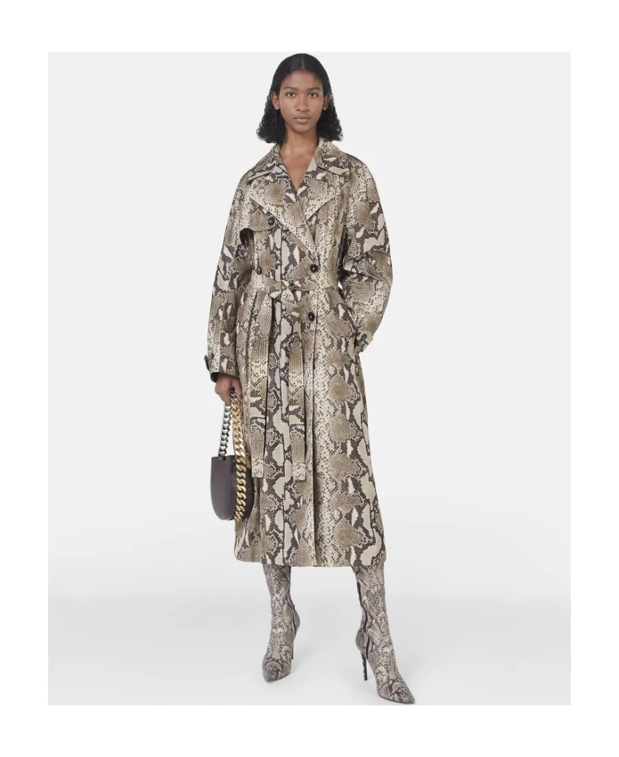 Stella Mccartney Graphic Printed Double Breasted Belted Trench Coat