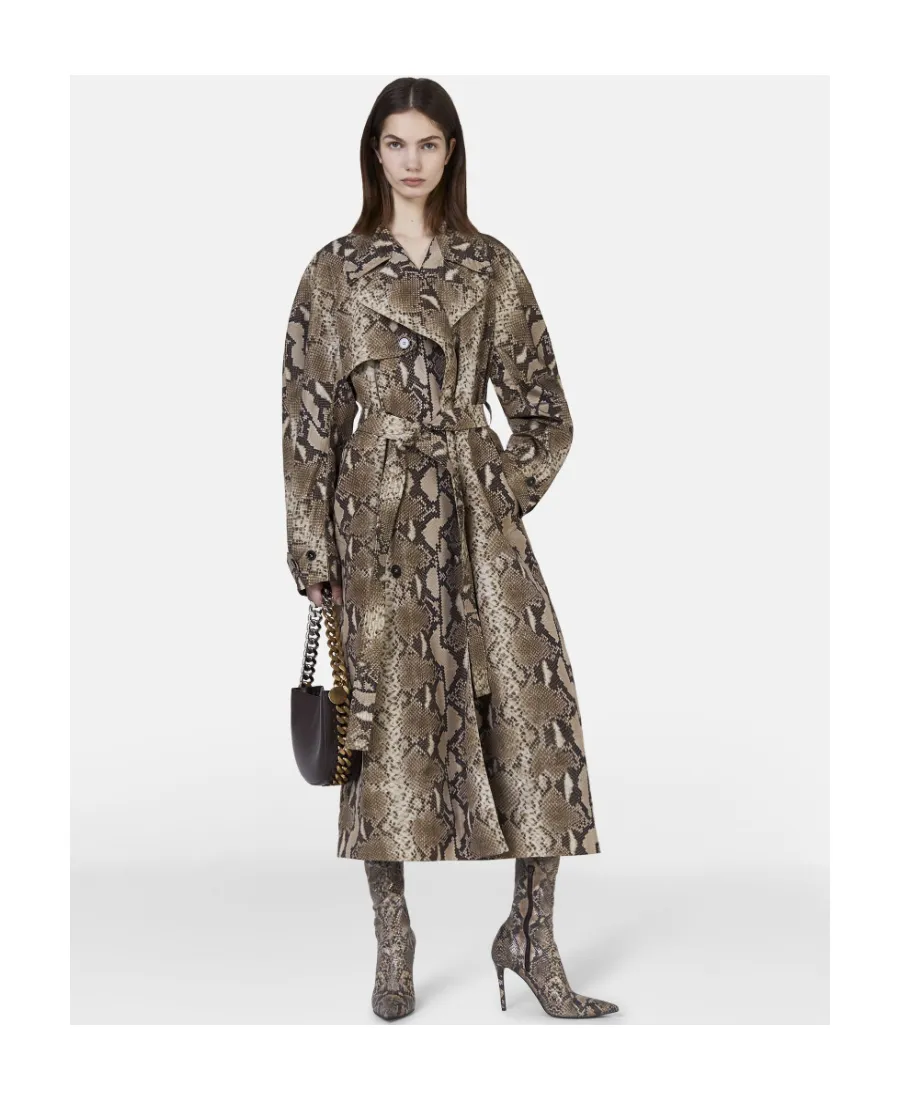 Stella Mccartney Graphic Printed Double Breasted Belted Trench Coat