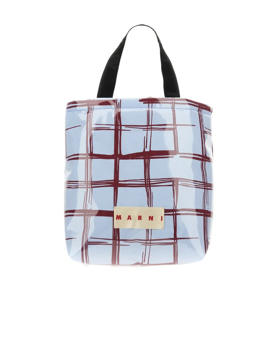 Marni Checked Logo Patch Tote Bag