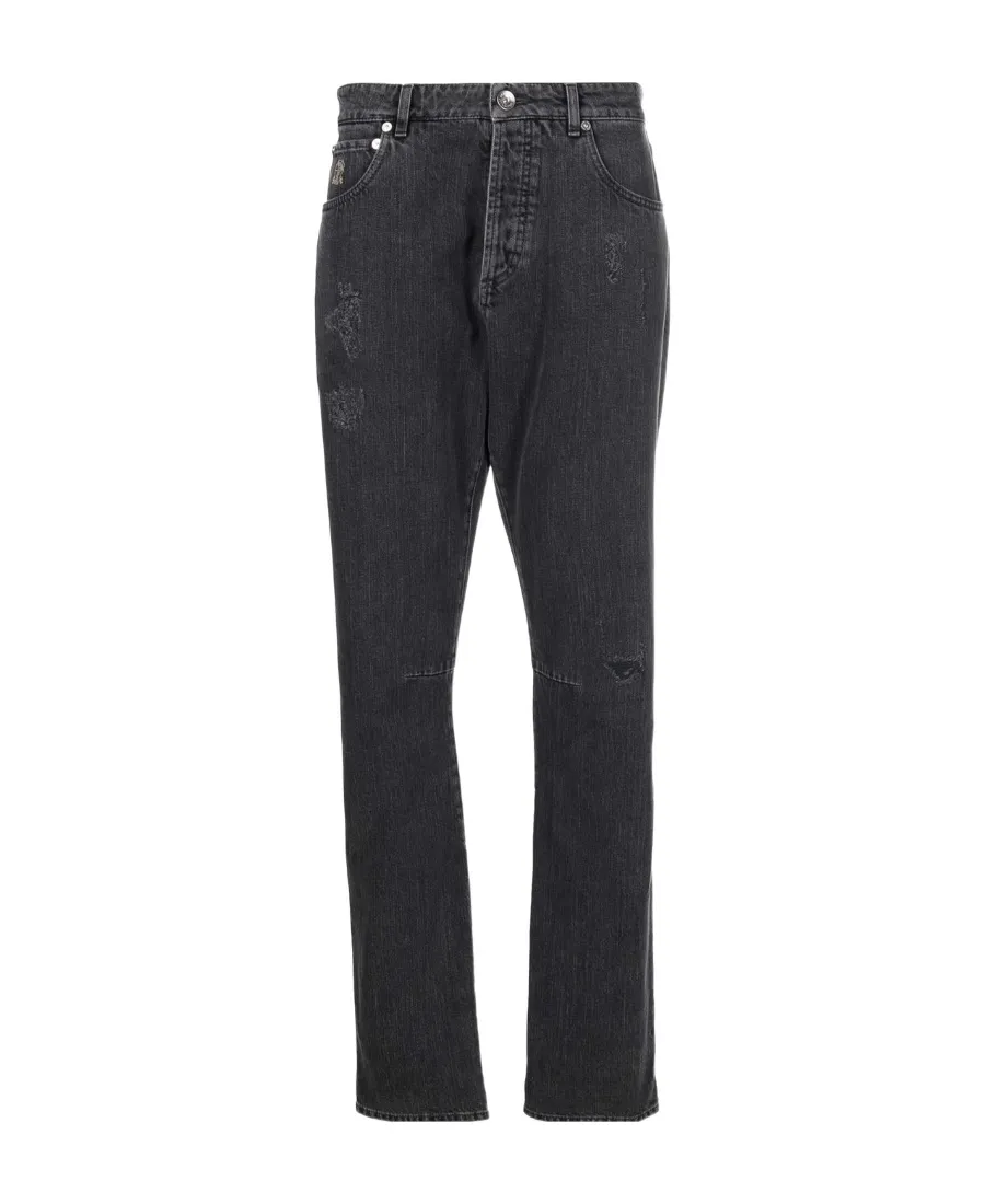 Dark-Wash Straight-Leg Jeans