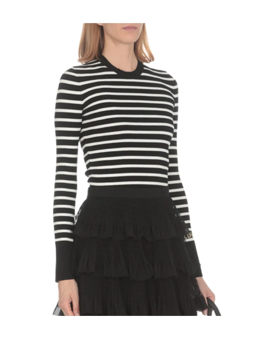 Round-Neck Long-Sleeved Striped Sweater