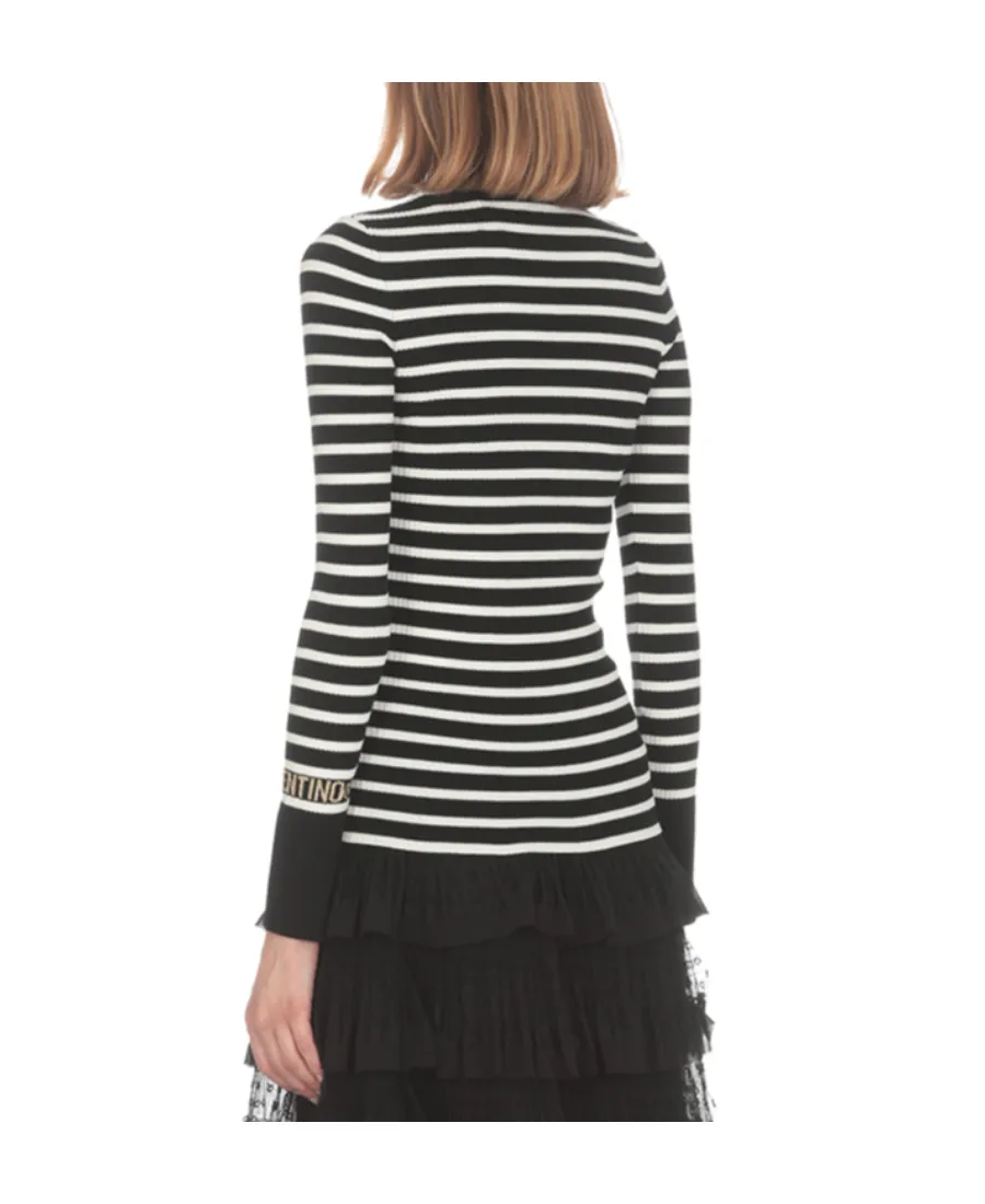 Round-Neck Long-Sleeved Striped Sweater