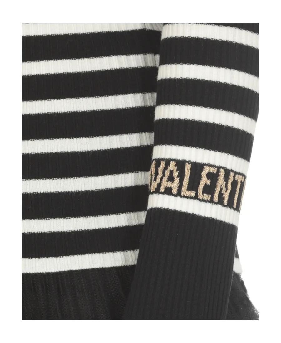 Round-Neck Long-Sleeved Striped Sweater