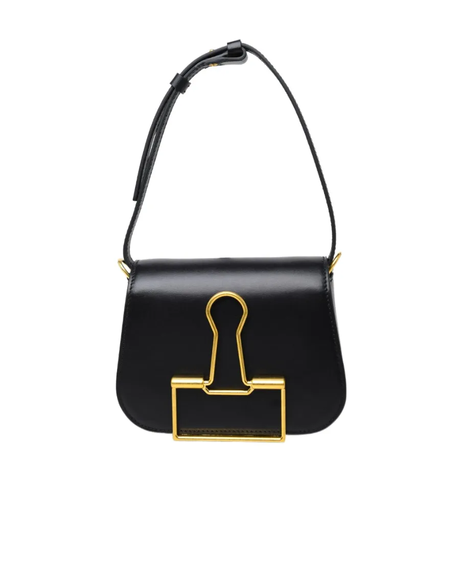 Off-White Skeleton Binder Foldover Top Crossbody Bag
