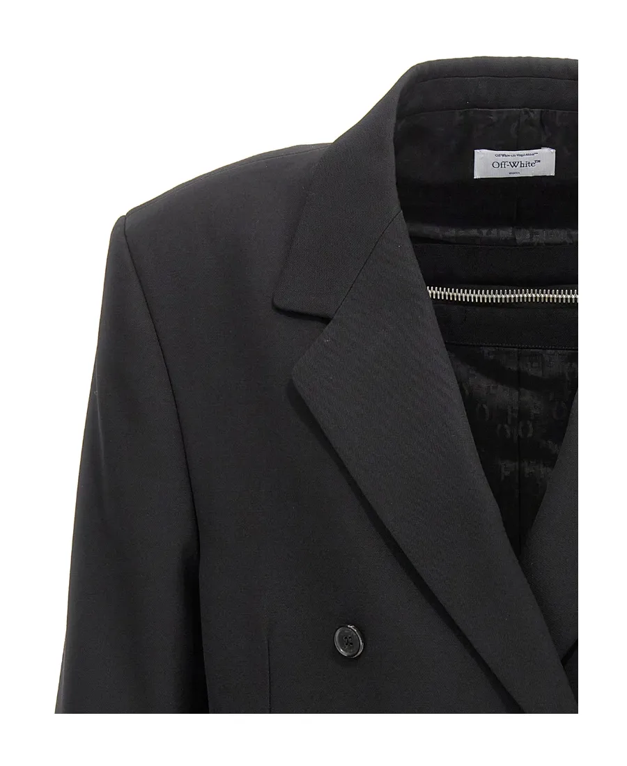 Off-White Double-Breasted Long-Sleeved Blazer