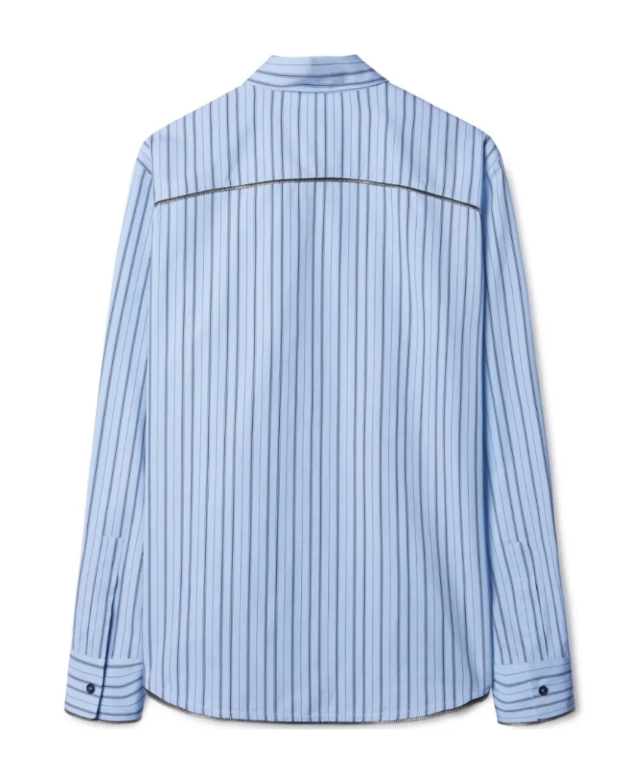 Off-White Striped Curved Hem Shirt