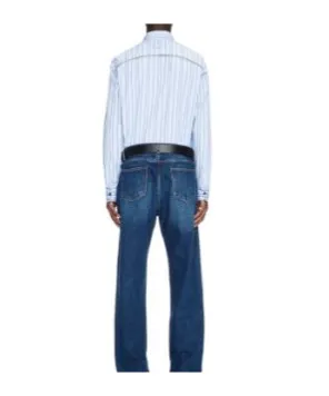 Off-White Striped Curved Hem Shirt