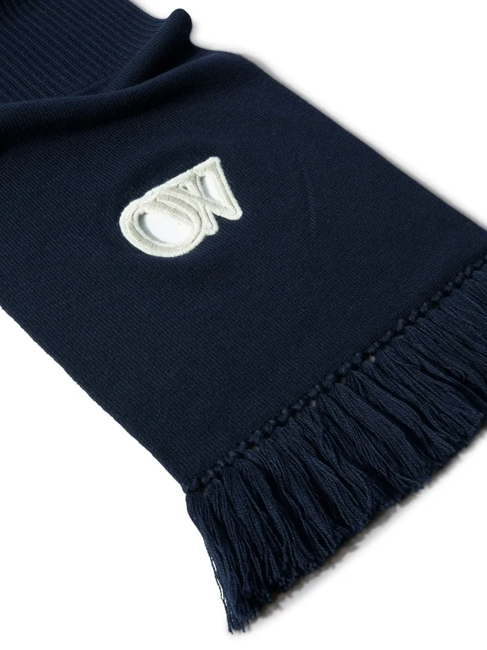 Off-White Logo Embroidered Fringed Edge Scarf
