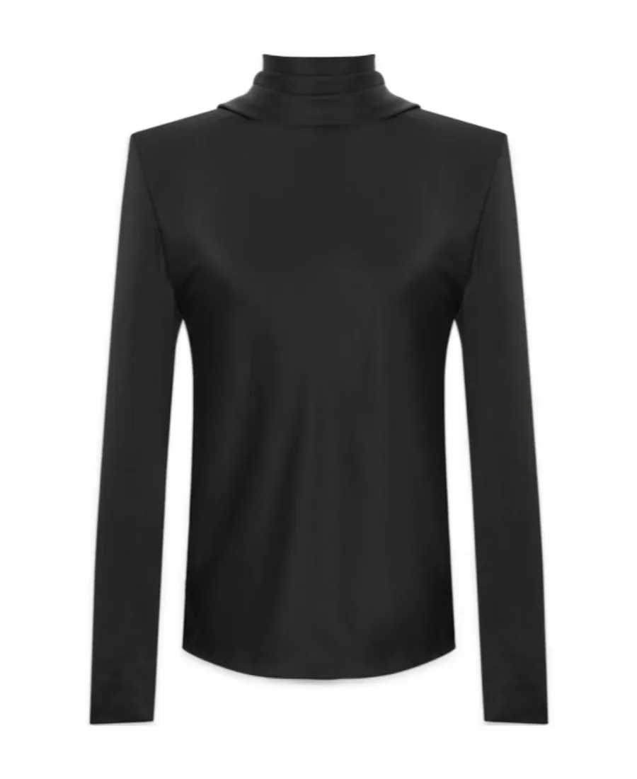 Saint Laurent Cowl-Back Long-Sleeved Blouse
