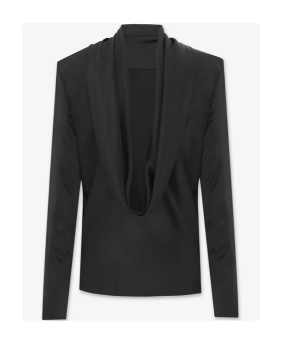 Saint Laurent Cowl-Back Long-Sleeved Blouse