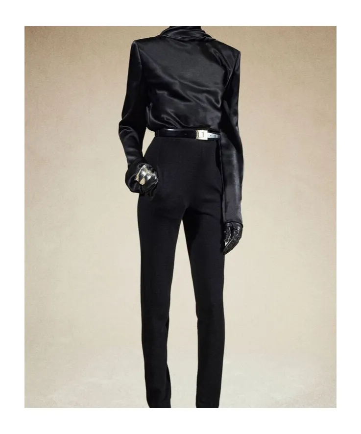 Saint Laurent Cowl-Back Long-Sleeved Blouse