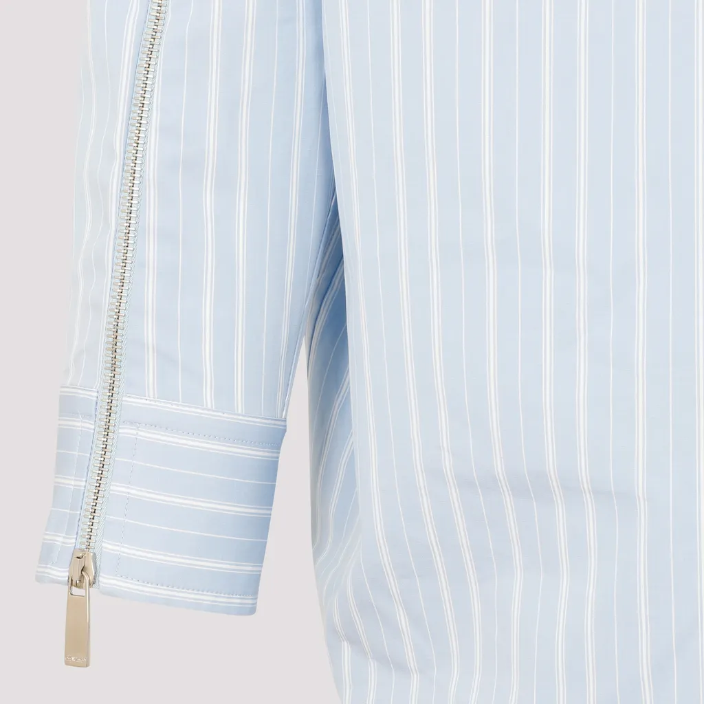 Off-White Pinstriped Long-Sleeved Poplin Shirt