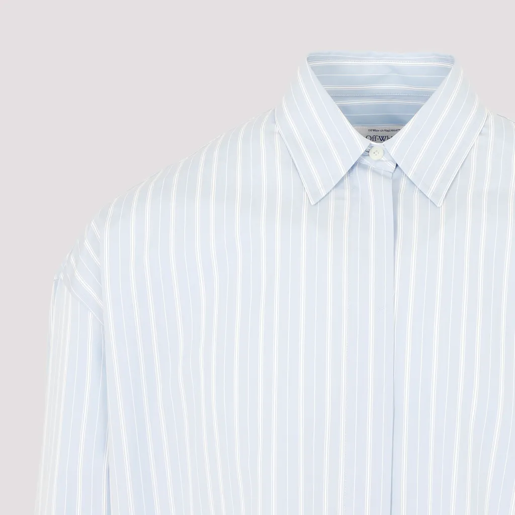Off-White Pinstriped Long-Sleeved Poplin Shirt