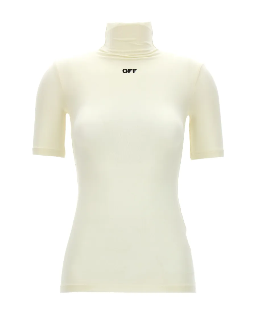 Off-White Logo Printed High Neck Top