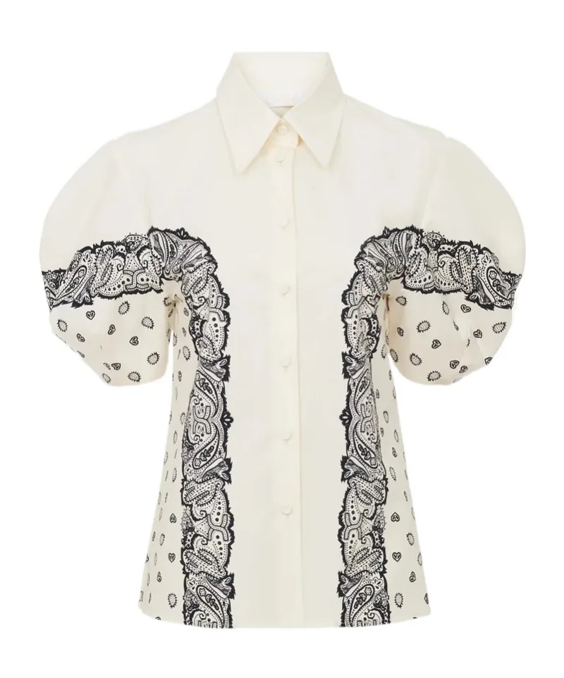 Chloé Bandana Motif Balloon-Sleeved Printed Shirt