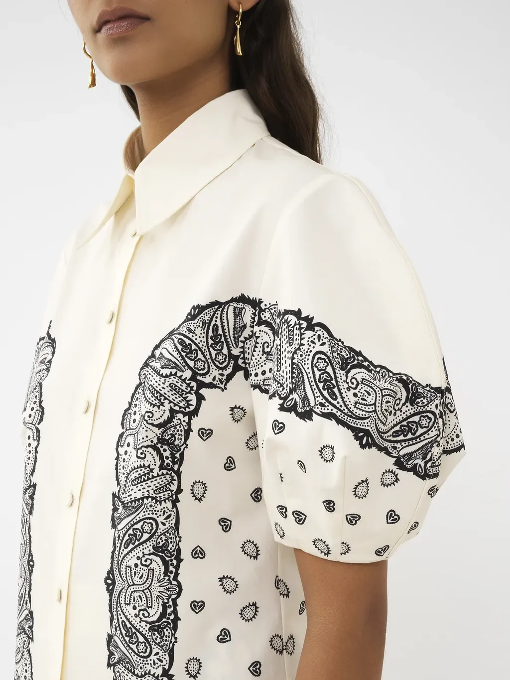 Chloé Bandana Motif Balloon-Sleeved Printed Shirt