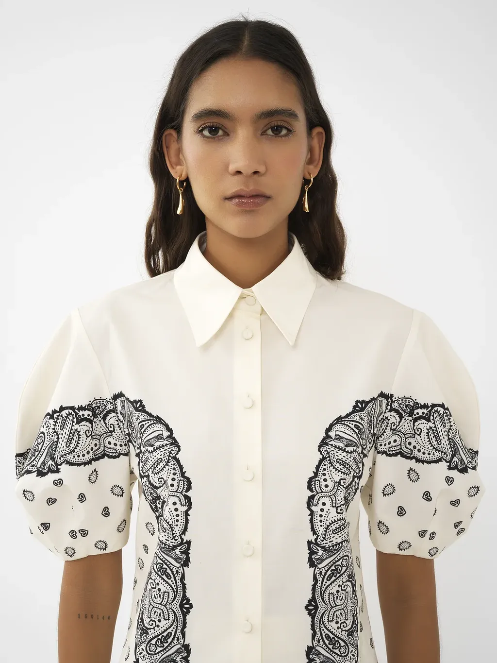 Chloé Bandana Motif Balloon-Sleeved Printed Shirt
