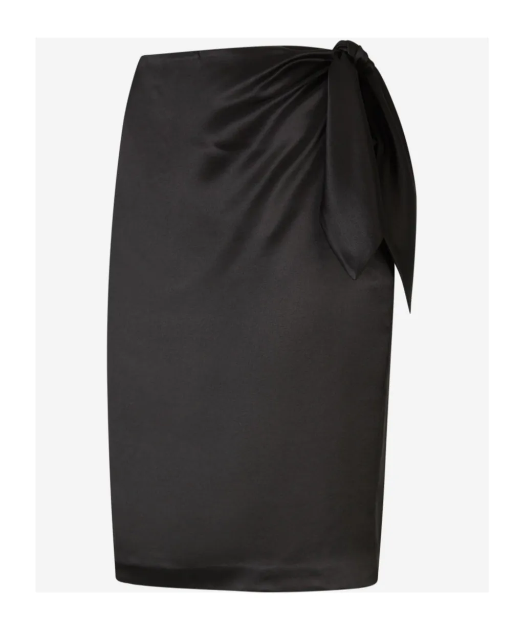 Knot-Detailing Silk Skirt