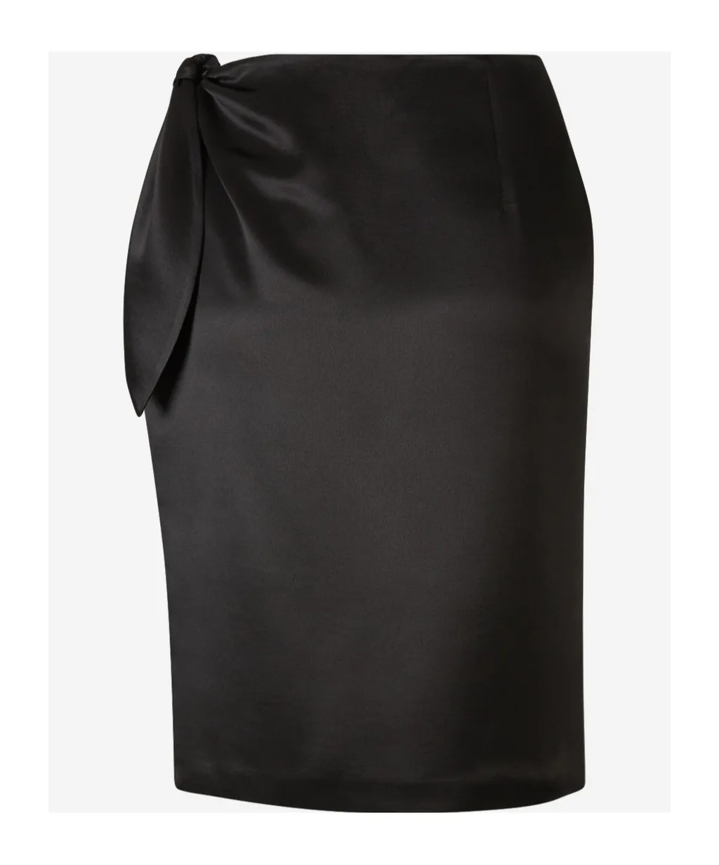 Knot-Detailing Silk Skirt