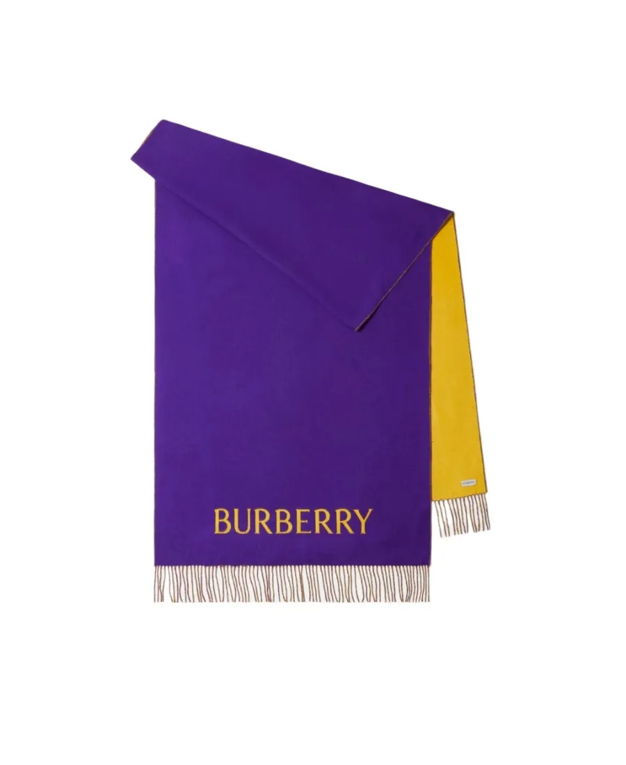 Burberry Logo Embroidered Fringed-Edge Scarf