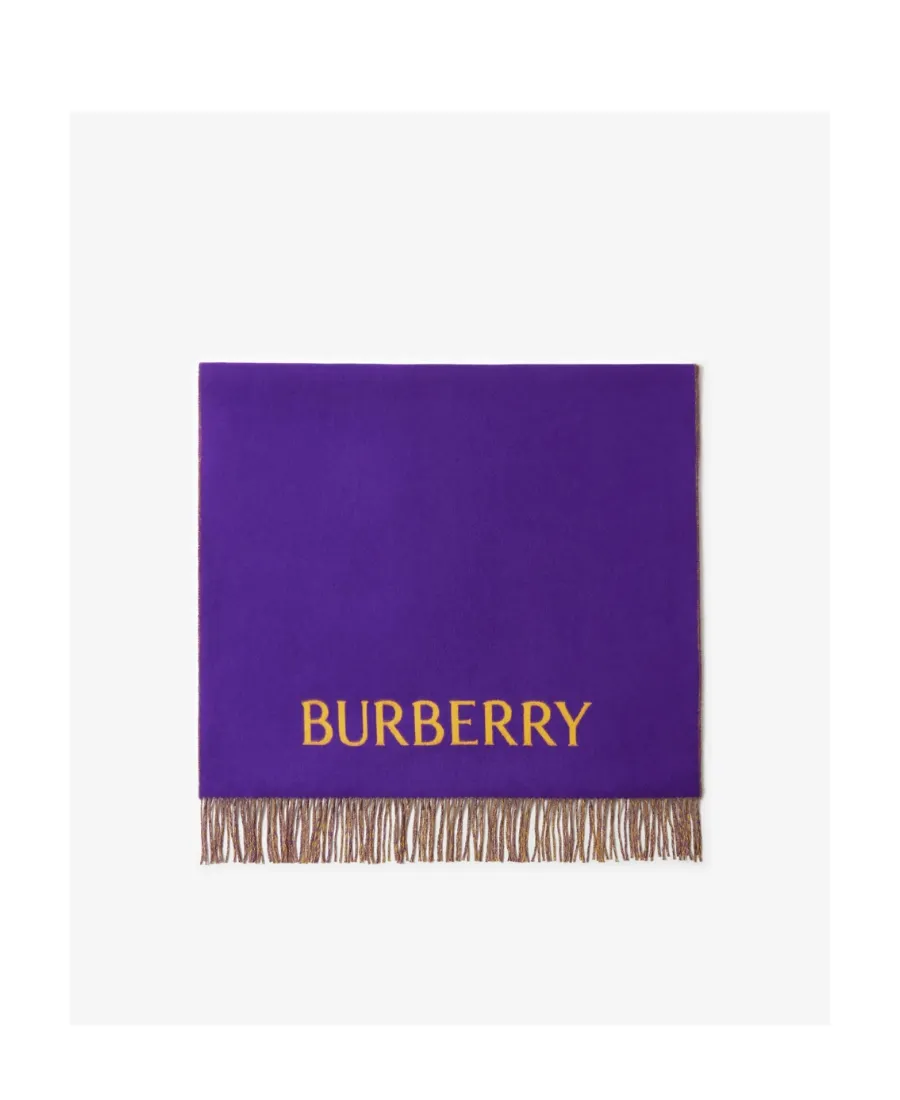 Burberry Logo Embroidered Fringed-Edge Scarf