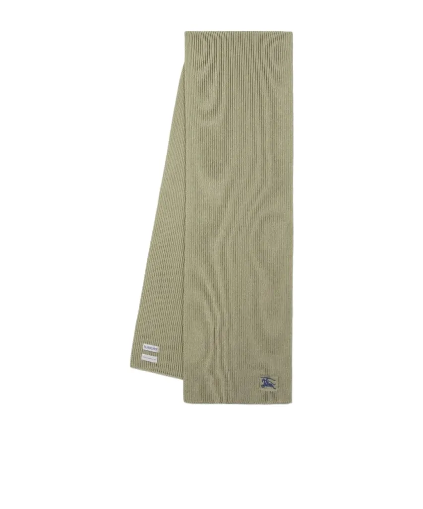 Burberry Logo Embroidered Ribbed-Knit Scarf