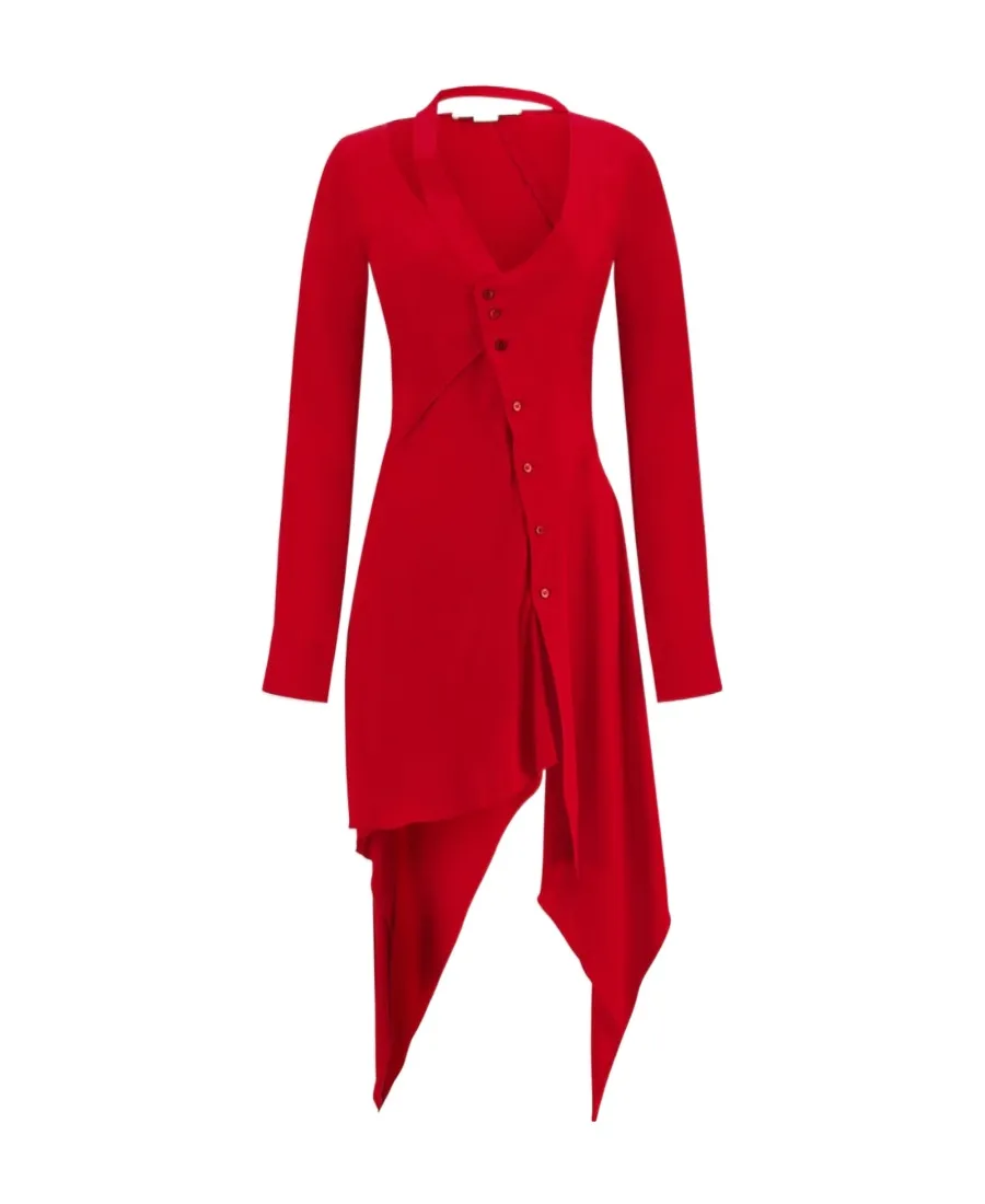 Stella Mccartney Long-Sleeved Asymmetric-Seam Cut-Out Dress