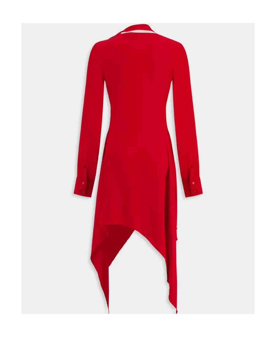 Stella Mccartney Long-Sleeved Asymmetric-Seam Cut-Out Dress