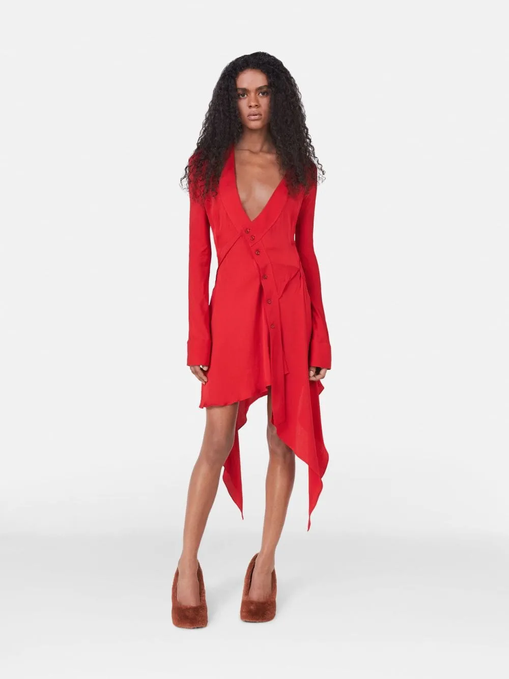 Stella Mccartney Long-Sleeved Asymmetric-Seam Cut-Out Dress