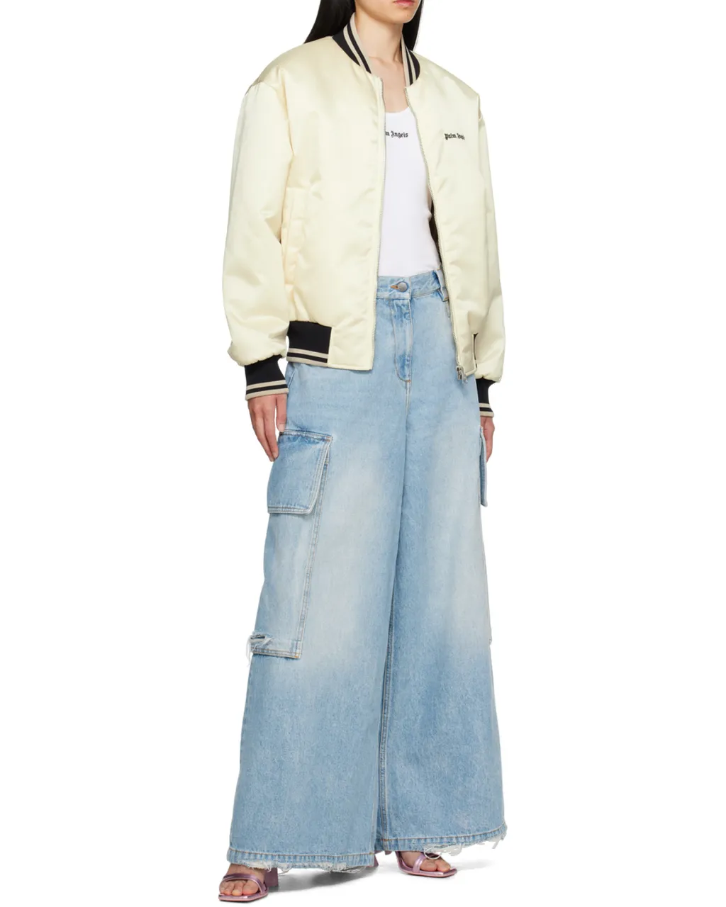 Palm Angels Logo Embroidered Zipped Bomber Jacket