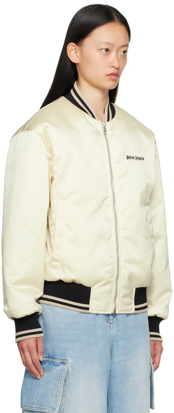 Palm Angels Logo Embroidered Zipped Bomber Jacket