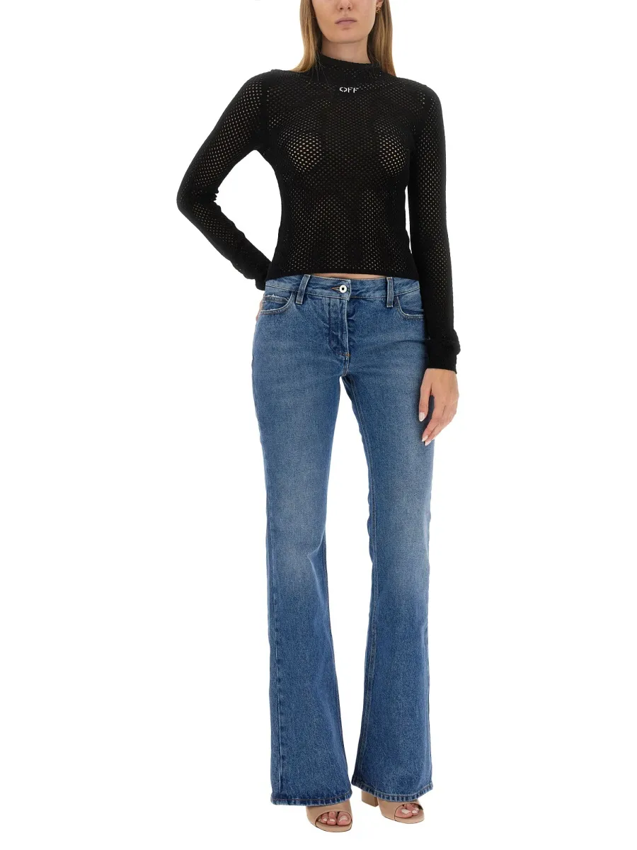 Off-White Turtleneck Long-Sleeved Jumper