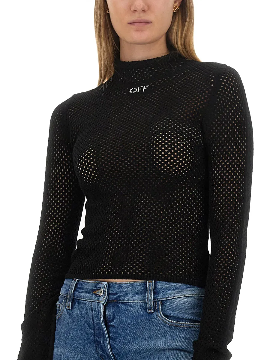 Off-White Turtleneck Long-Sleeved Jumper