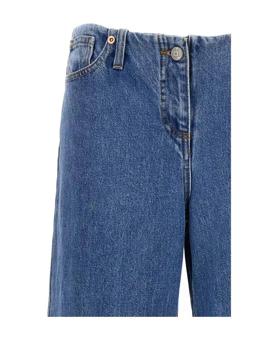 Magda Butrym Ultra Low Waist Wide Leg Denim Jeans