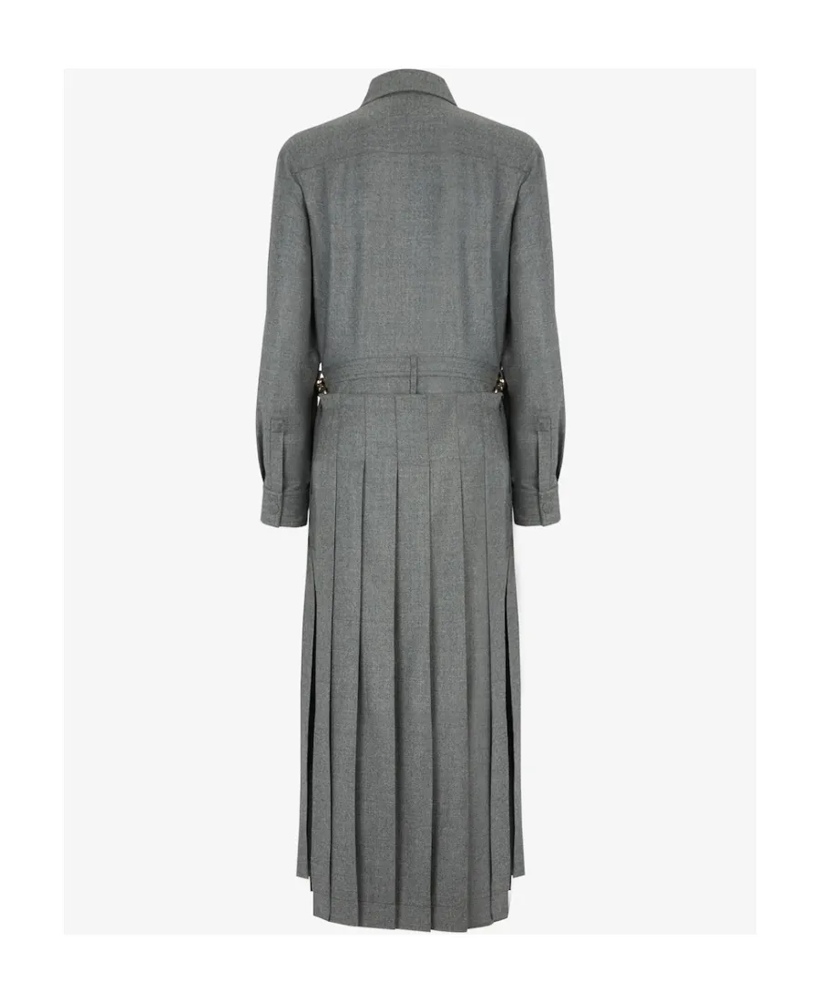 Fendi Long Sleeved Pleated Shirt-Style Jumpsuit