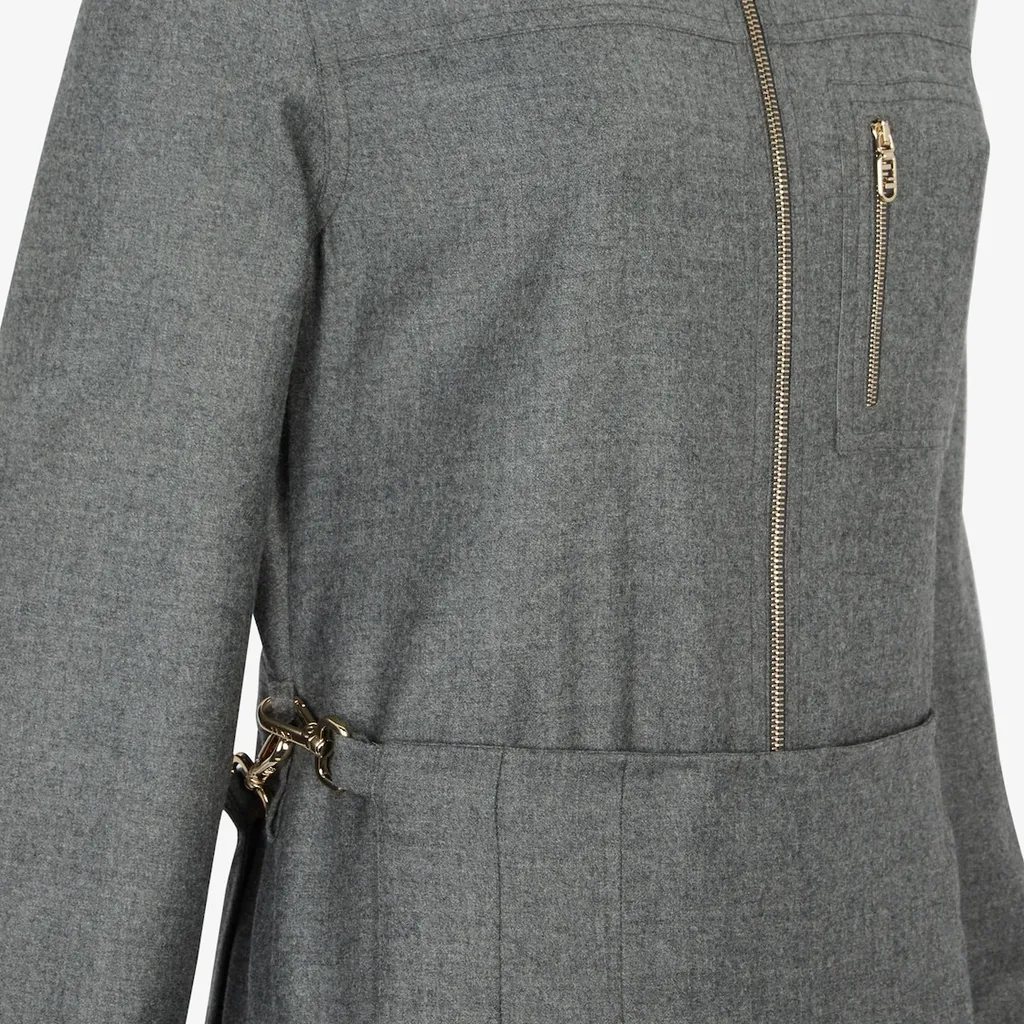 Fendi Long Sleeved Pleated Shirt-Style Jumpsuit