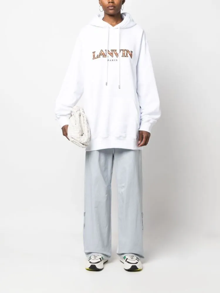 Lanvin Logo Embroidered Drawstring Hoodie