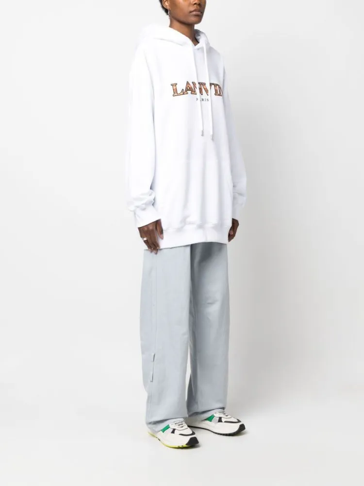 Lanvin Logo Embroidered Drawstring Hoodie